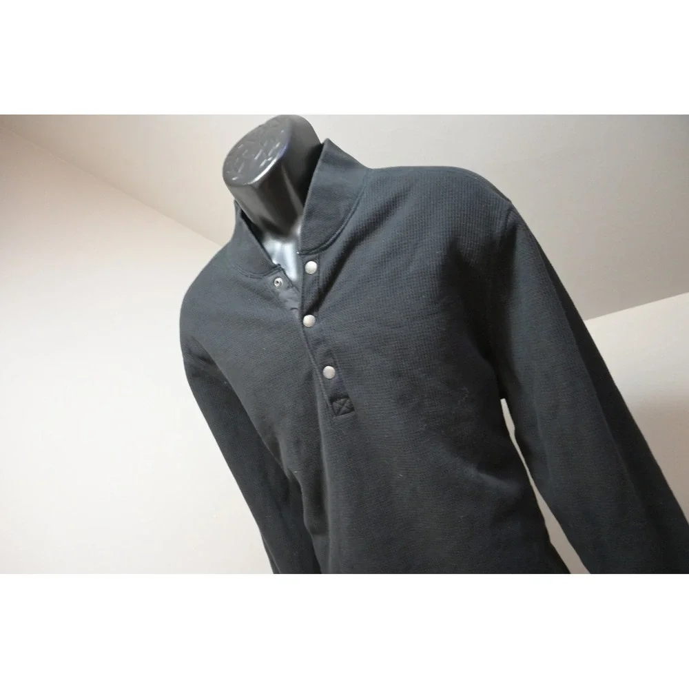 Eddie Bauer Thermal Pullover Mens XL Black Sherpa Lined Waffle Knit Excellent